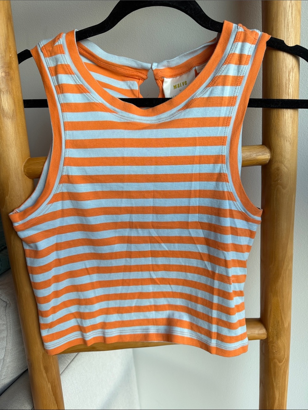 Maeve Orange and Pale Blue Striped Crop Tank